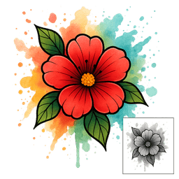 Watercolor tattoo design 2